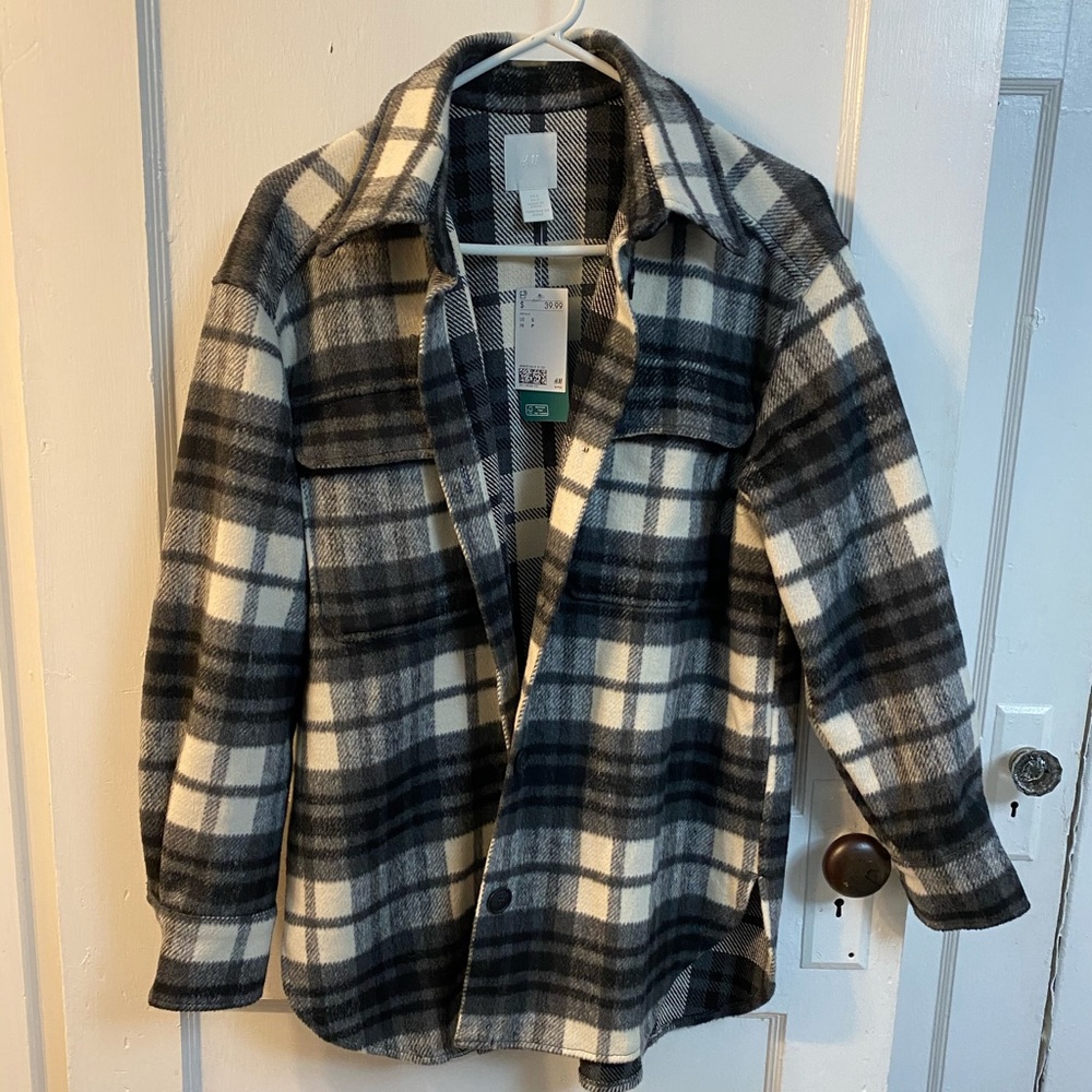 Oversized flannel shirt jacket H&M NWT